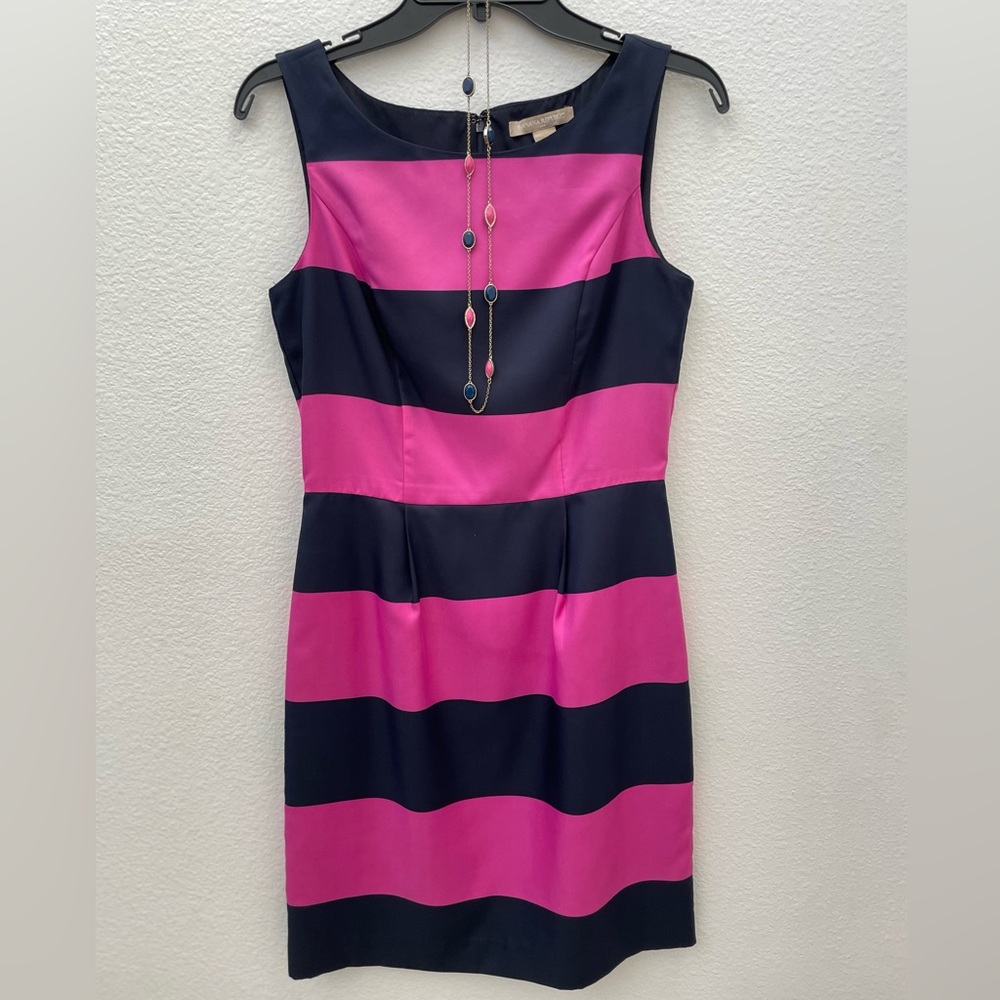 Vintage, Banana Republic, lined, size 2, navy blue and pink, sporty, dress.